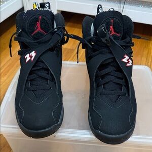 Jordan Black and Red High-Tops with Patterned Accents